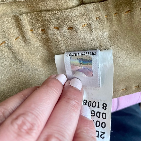 Vintage Dolce and Gabbana D&G Suede Midi Patch Tan Skirt With Side Slit - Picture 5 of 9